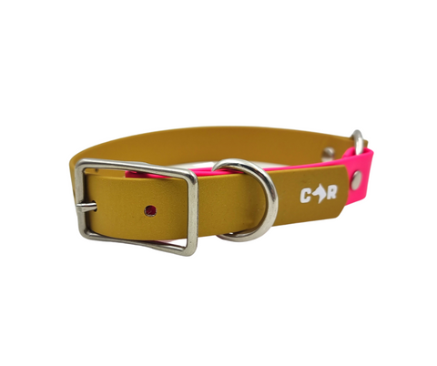 Collar & Ruff Biothane Safety Collar 25mm Pink / Gold (Pre-Made)